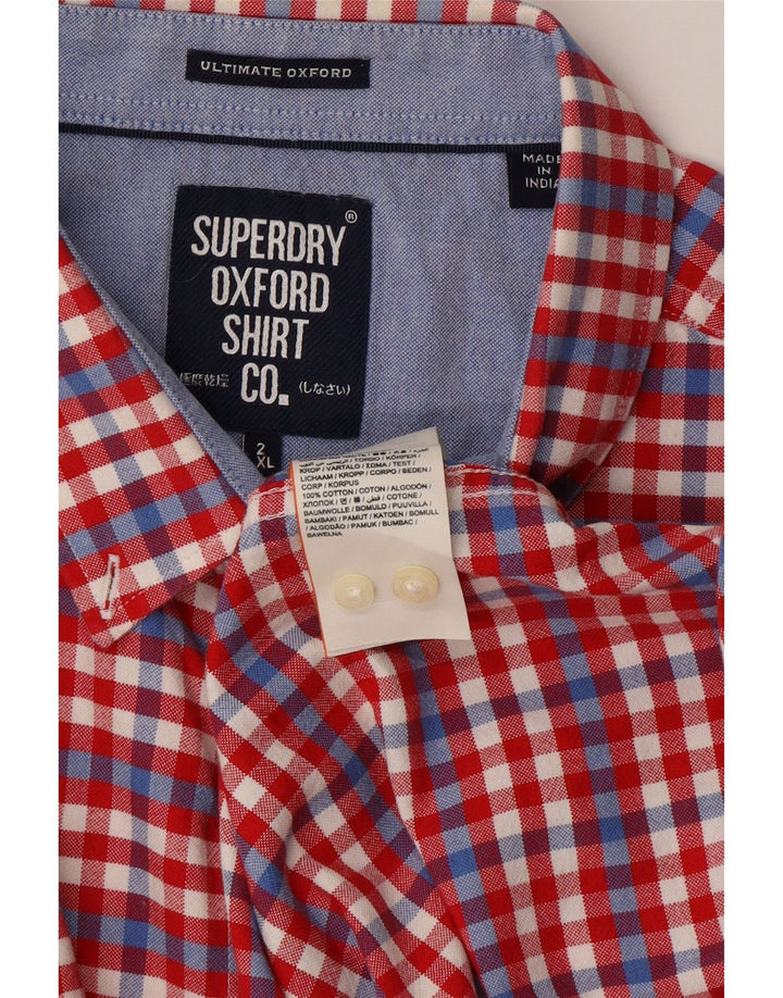 Cămașă cu mânecă scurtă pentru bărbați SUPERDRY 2XL, bumbac cu carouri roșii