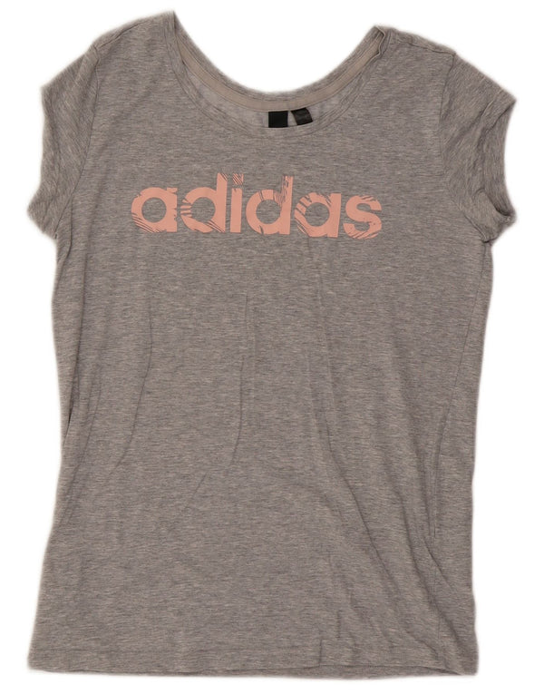 Tricou grafic Adidas pentru femei Top UK 10 Small Grey Bumbac