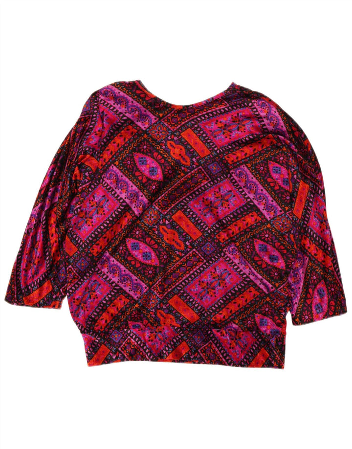 Bluză vintage cu mâneci 3/4 pentru femei UK 14 Medium Multicolor Retro