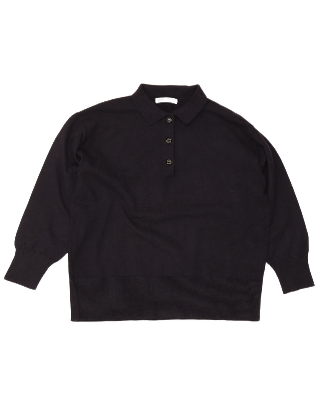 Pulover cu gât polo supradimensionat pentru femei Zara UK 14 Medium Bleumarin