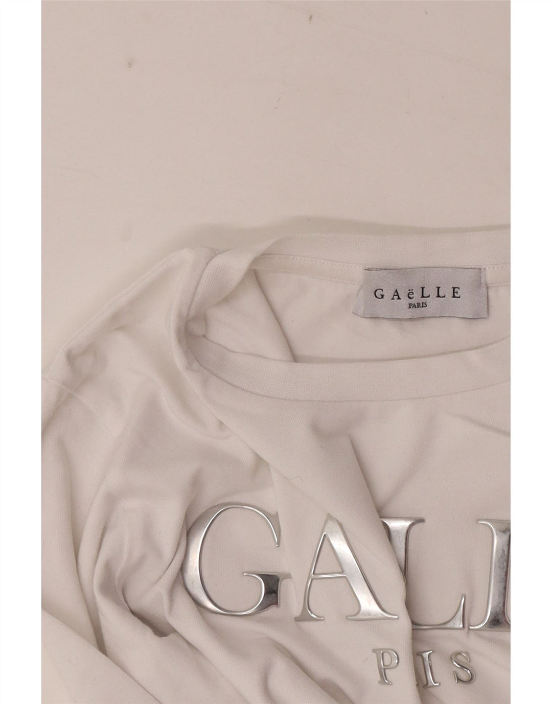 Top cu grafic pentru femei Gaelle cu mânecă lungă UK 6 XS Alb