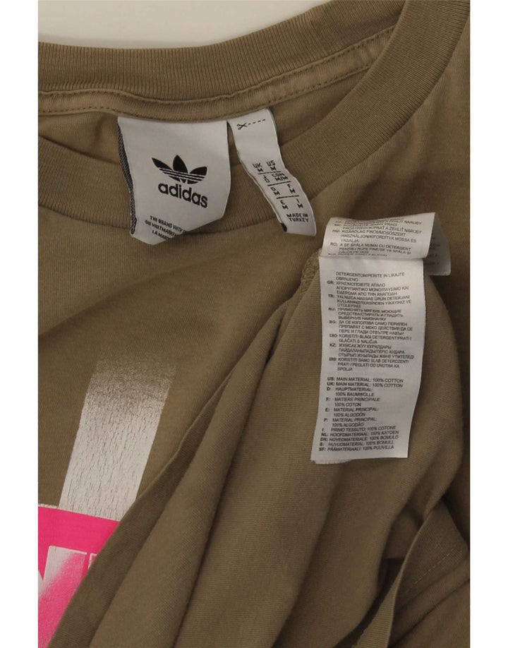 Tricou grafic pentru bărbați Adidas Top Mediu Kaki Bumbac
