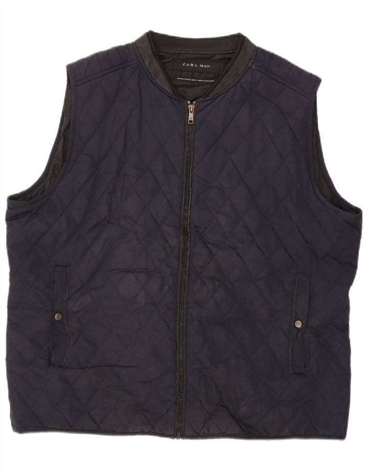 Gilet matlasat pentru bărbați Zara UK 44 2XL Bleumarin Poliester