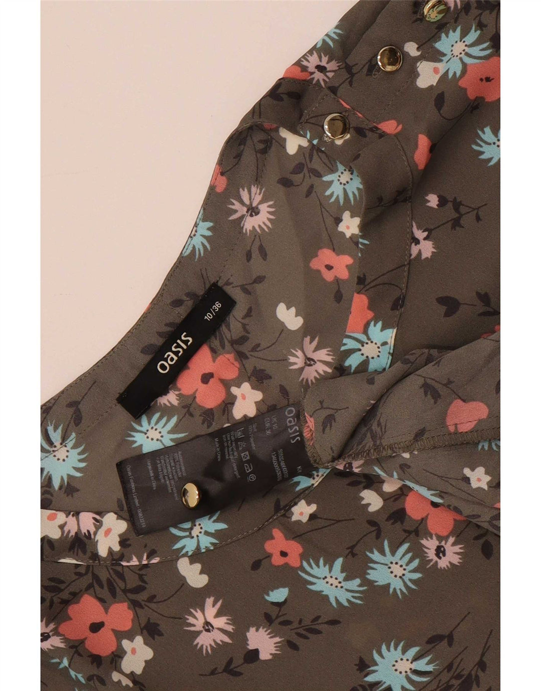 Bluză supradimensionată pentru femei Oasis Top UK 10 Small Kaki Floral Poliester
