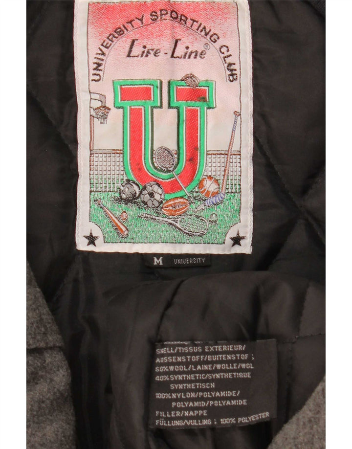 Jachetă bomber cu grafică pentru bărbați Life Line UK 38 Lână color bloc de culoare gri mediu