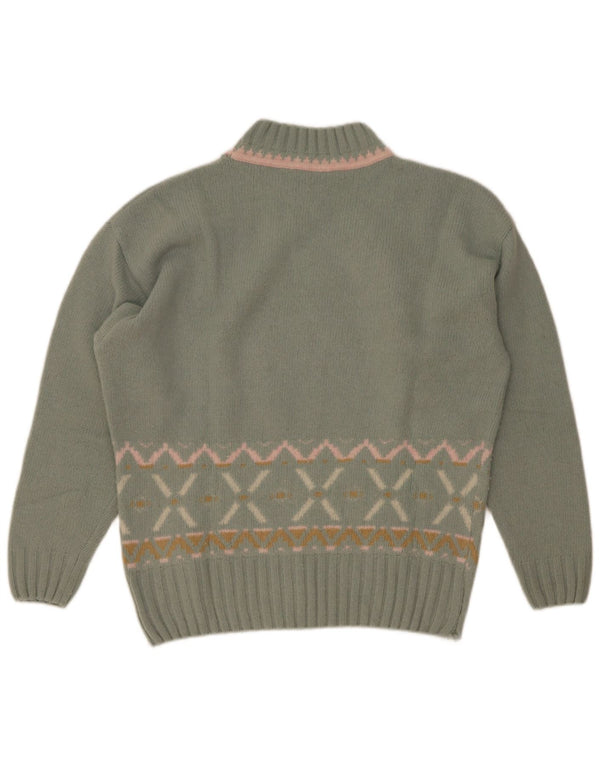 Maximilian Pulover cu gât țestoasă pentru femei UK 14 Medium Green Fair Isle