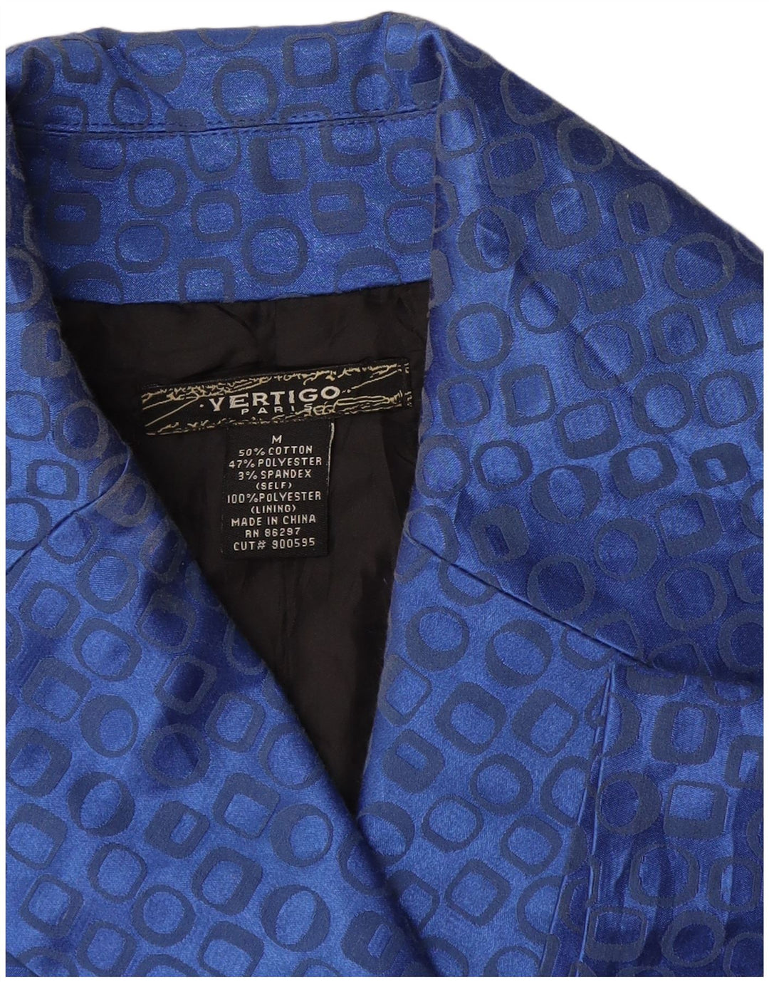 Jachetă Vertigo pentru femei Crop Blazer UK 14 Medium Blue Geometric