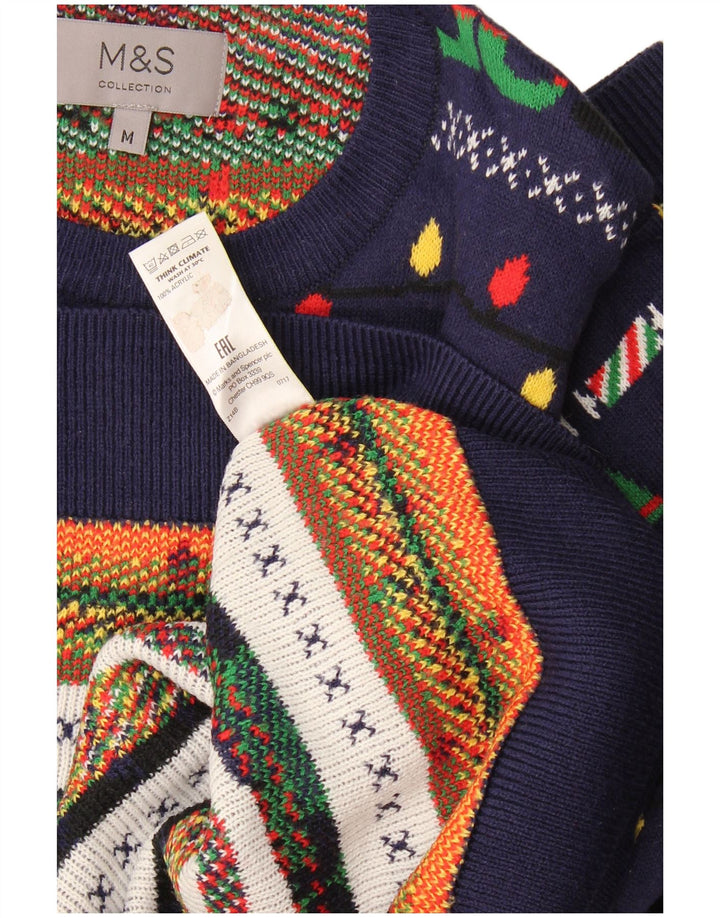 Pulover pentru bărbați Marks & Spencer cu gât crew pulover mediu bleumarin de Crăciun