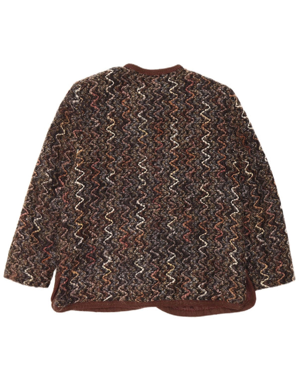 Jachetă Blazer Femei Maglificio cu 5 nasturi UK 16 Lână mare chevron maro