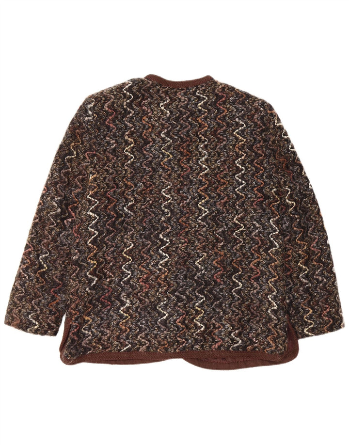 Jachetă Blazer Femei Maglificio cu 5 nasturi UK 16 Lână mare chevron maro