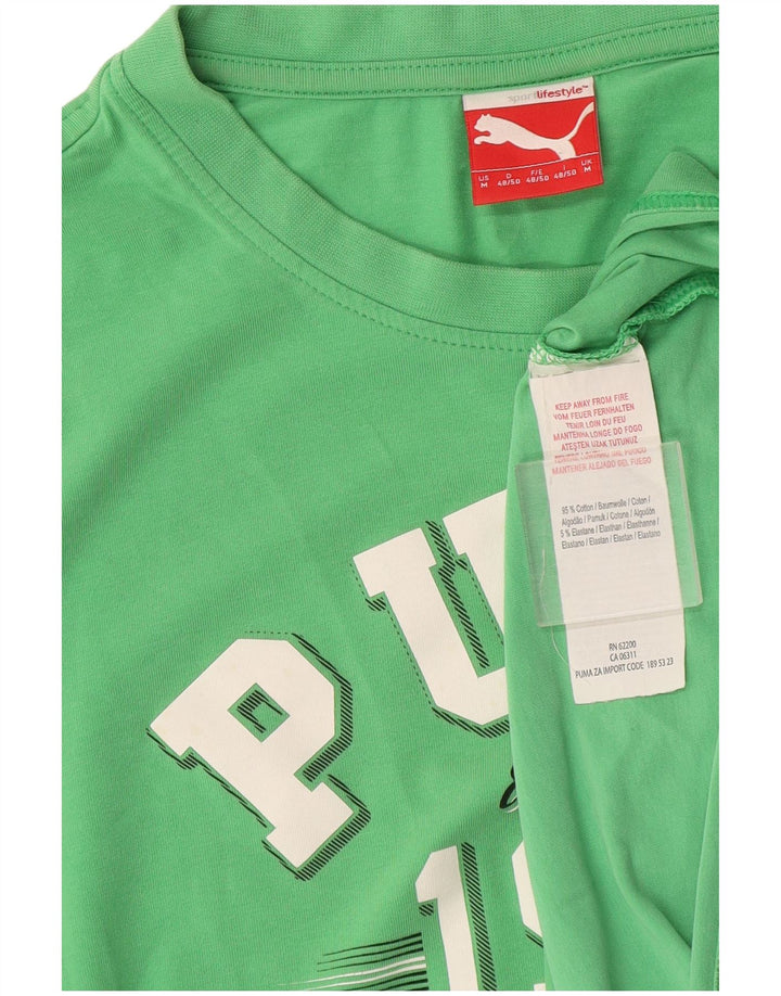 Tricou cu grafic Puma pentru bărbați Top din bumbac verde mediu