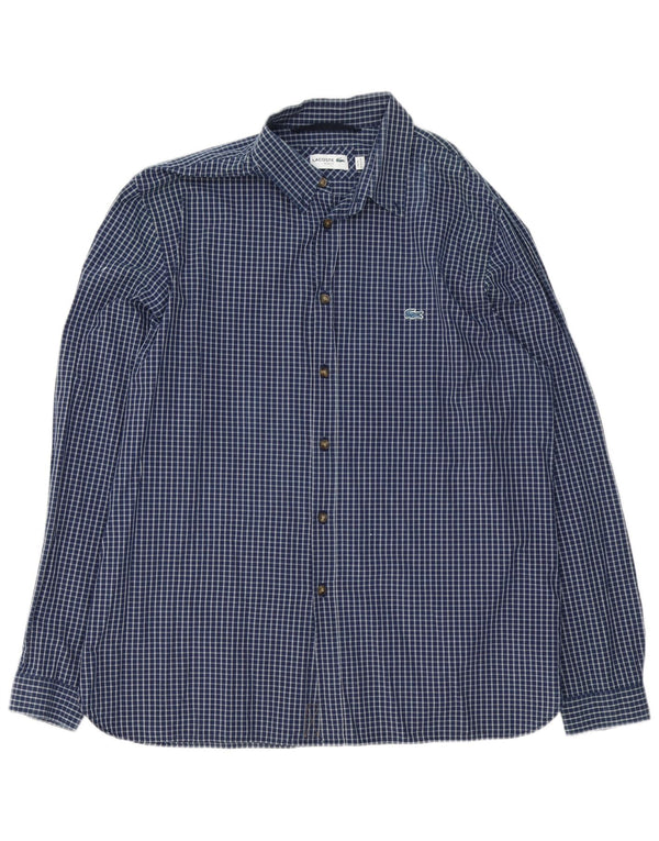 Cămașă pentru bărbați Lacoste Slim Fit Mărimea 45 2XL Bumbac cu carouri bleumarin