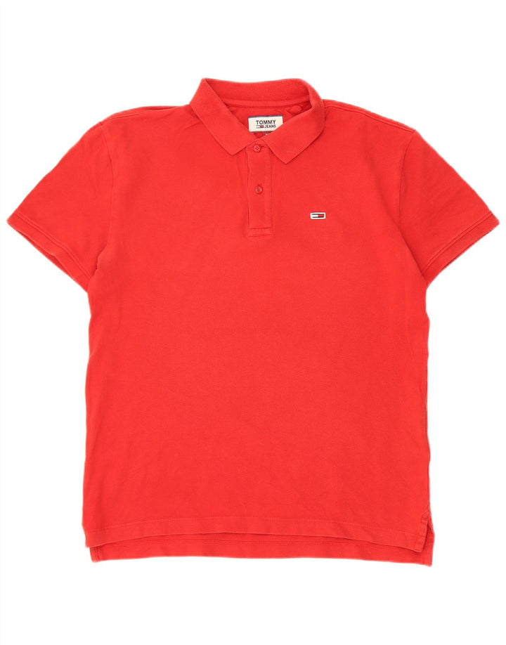 Tricou polo Tommy Hilfiger pentru bărbați, bumbac roșu mediu