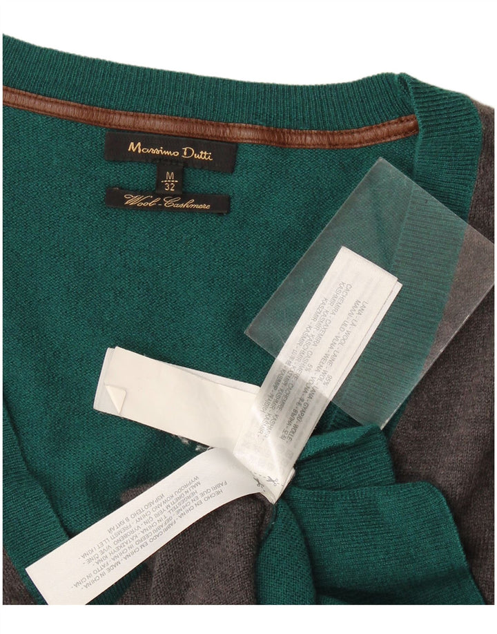 Pulover cardigan Massimo Dutti pentru femei UK 14 Medium Green Colorblock Lână
