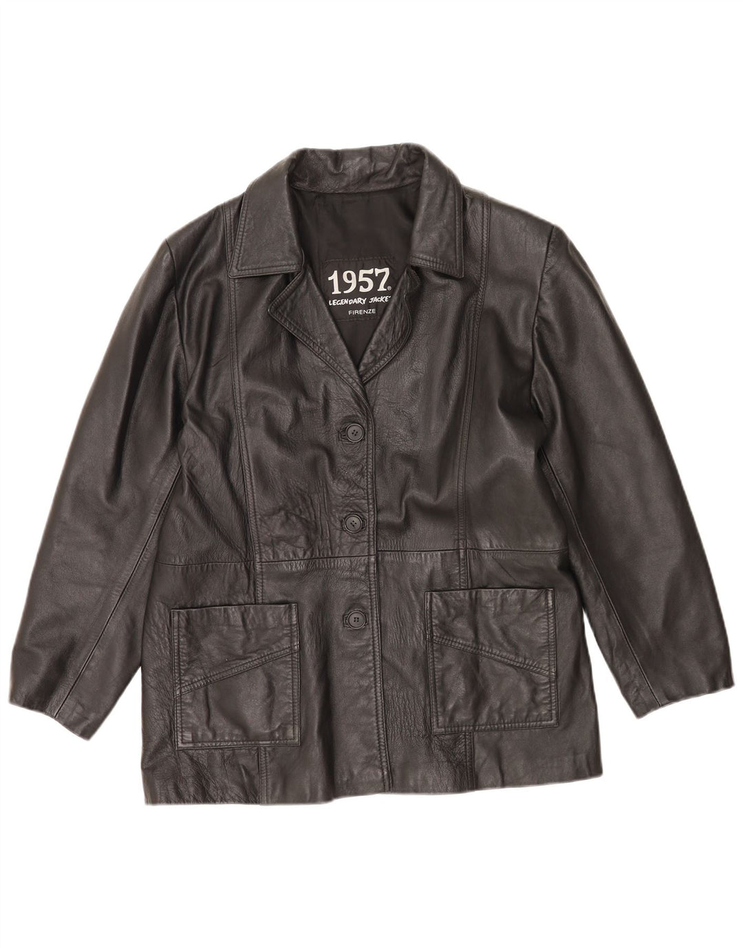 1957 Jachetă de piele legendară pentru femei UK 14 Medium Black Leather