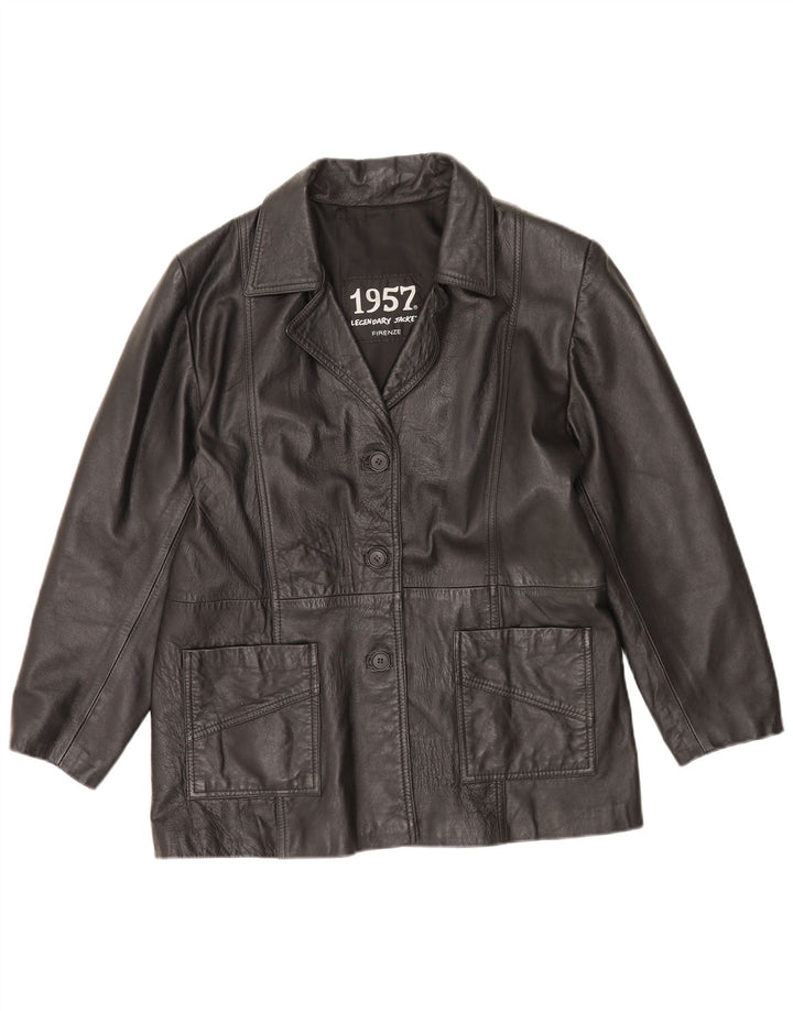 1957 Jachetă de piele legendară pentru femei UK 14 Medium Black Leather