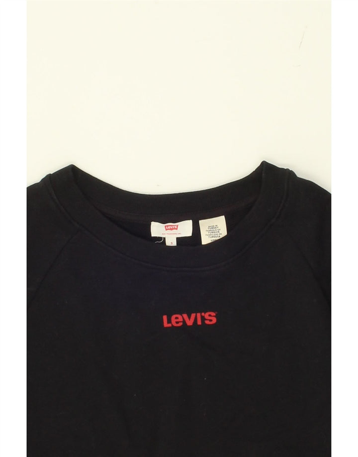 LEVI'S Womens Oversized Graphic Sweatshirt Jumper UK 10 Small Black Cotton Vintage Levi's and Second-Hand Levi's from Messina Hembry 
