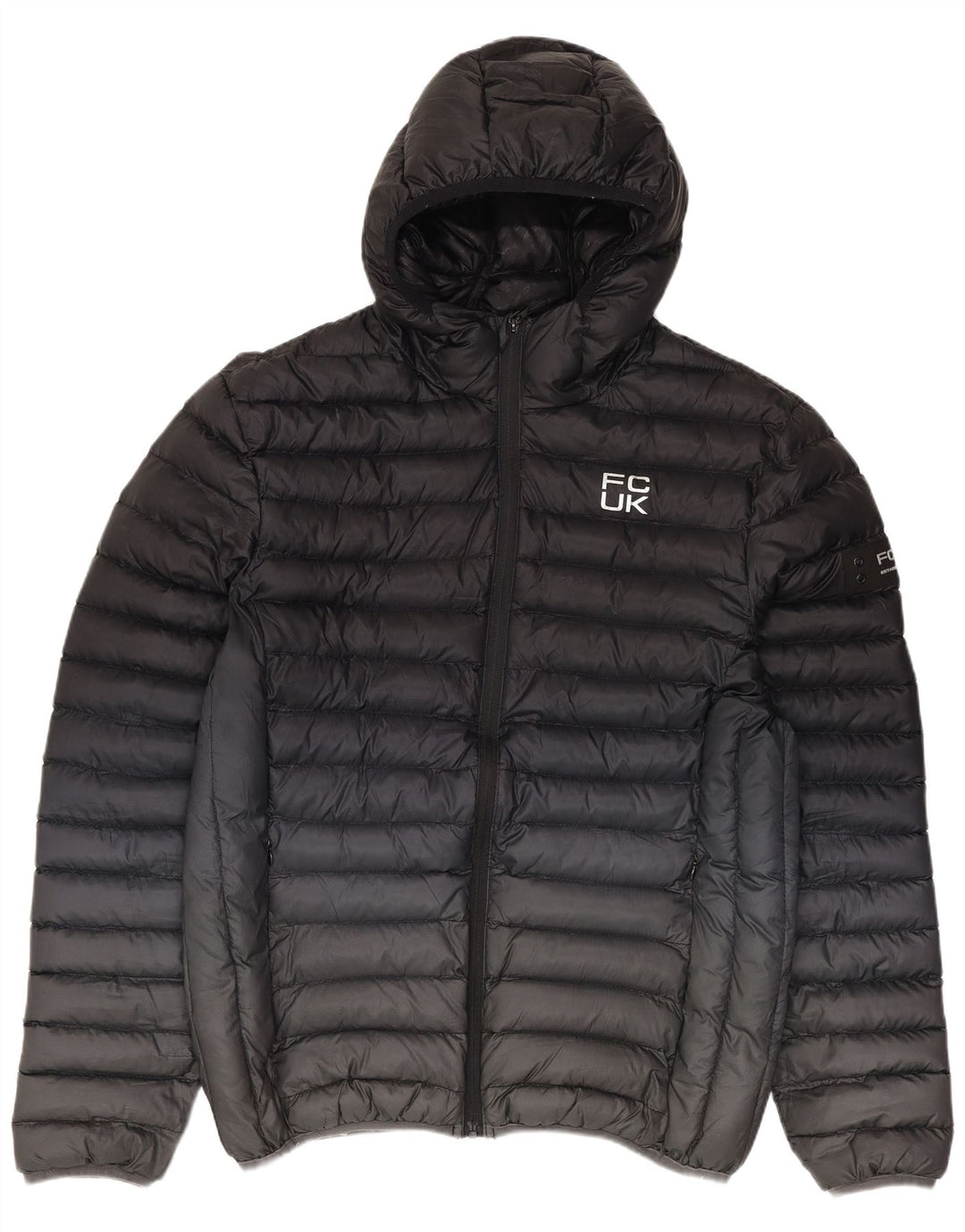 Fcuk Jachetă căptușită cu glugă pentru bărbați UK 38 Medium Black Colorblock Poliester