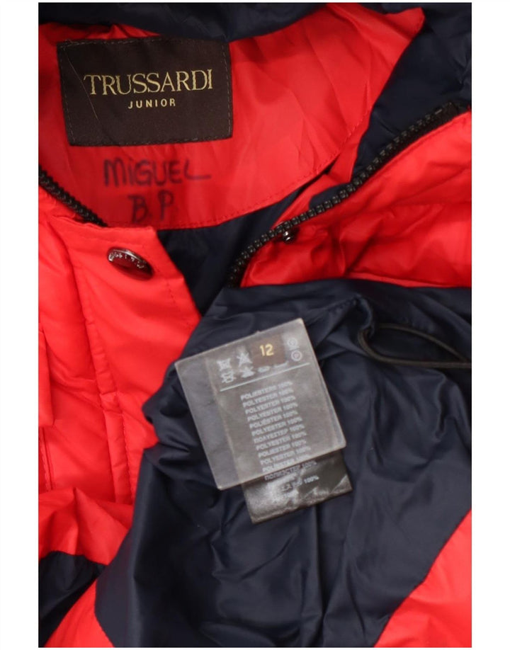 Jachetă căptușită cu glugă cu grafică Trussardi pentru băieți 11-12 ani poliester roșu