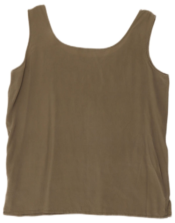Cami Top pentru femei vintage UK 14 Medium Khaki Silk