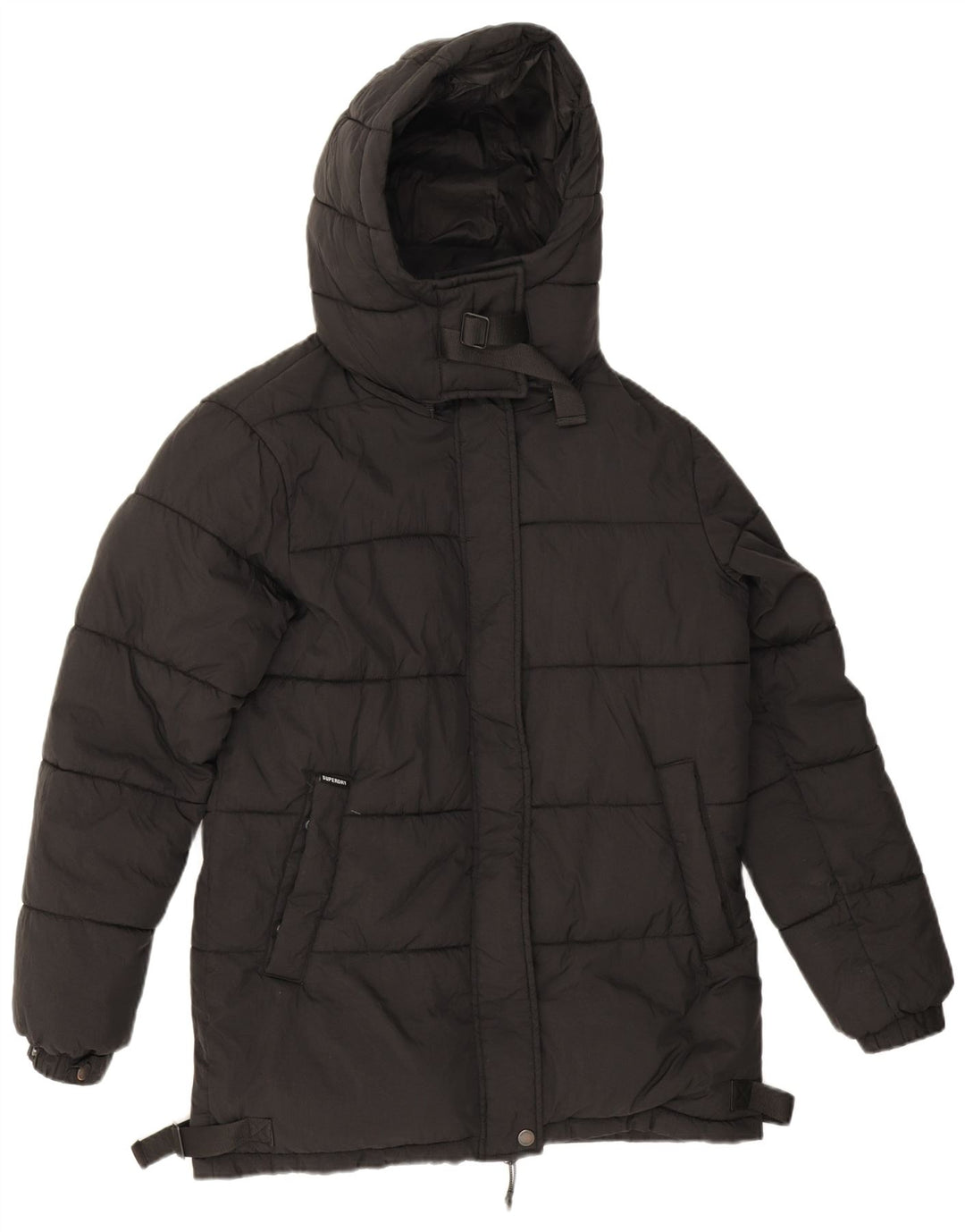 Jachetă căptușită supradimensionată cu glugă Superdry pentru femei UK 8 Small Nylon negru