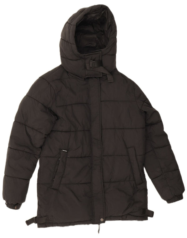Jachetă căptușită supradimensionată cu glugă Superdry pentru femei UK 8 Small Nylon negru