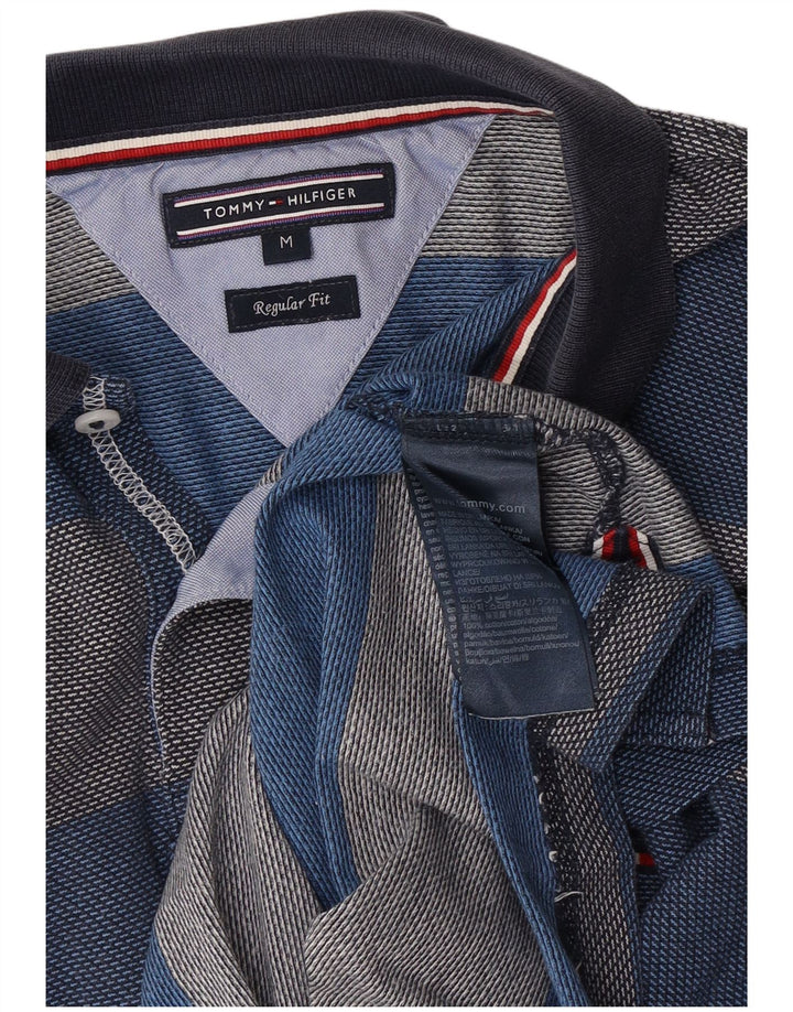 Cămașă polo Tommy Hilfiger pentru bărbați, cu formă normală, din bumbac cu dungi albastre medii