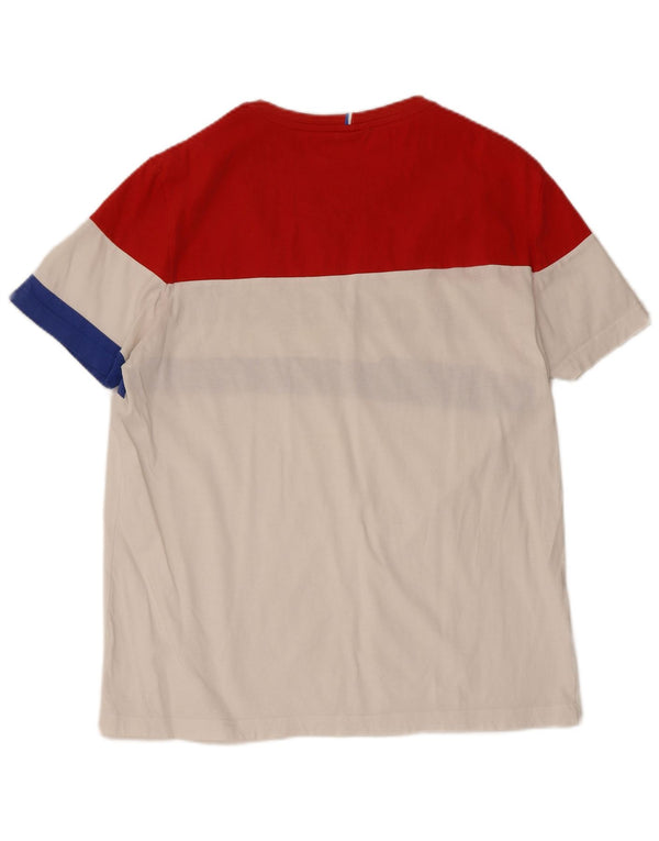 Tricou grafic pentru bărbați Le Coq Sportif Top mare, alb, bloc de culoare