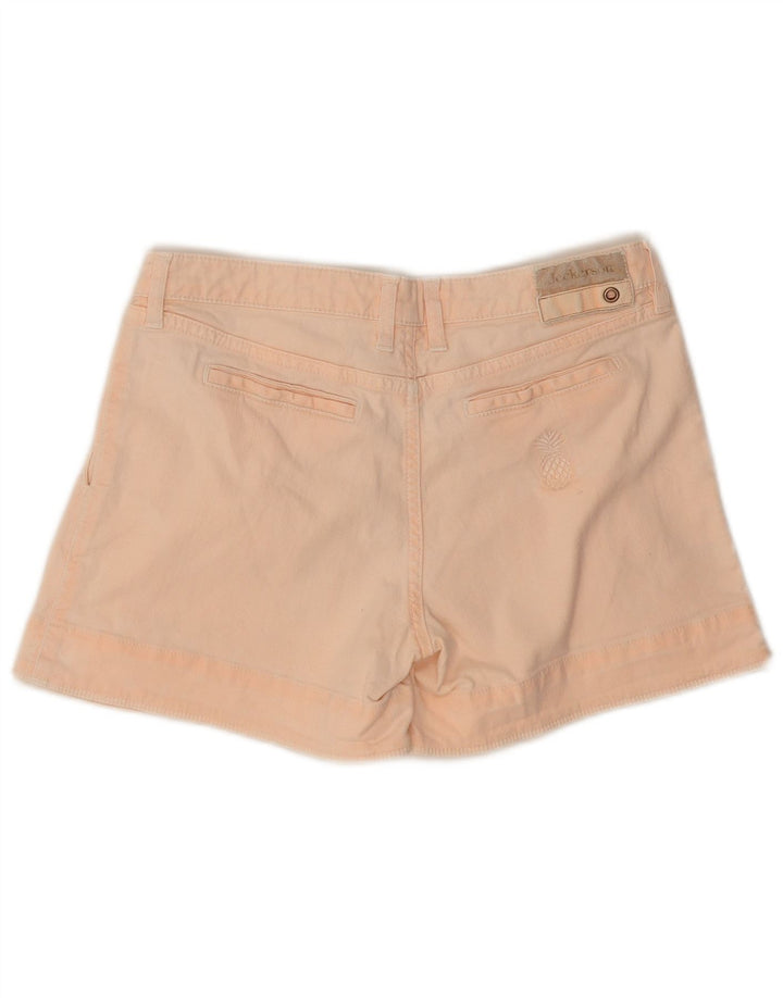 Pantaloni scurți din denim cu fixare pentru femei Jeckerson W28, bumbac roz mediu