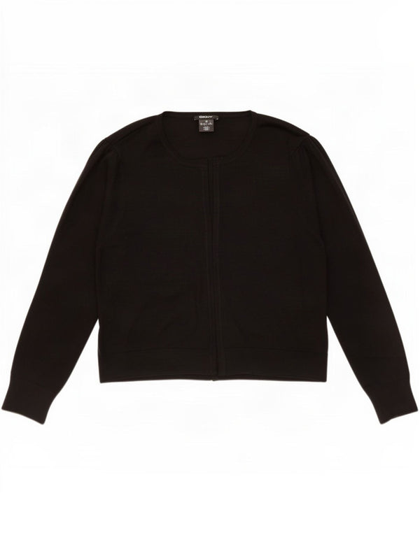 Dkny Pulover cardigan deschis pentru femei UK 18 XL Poliester negru