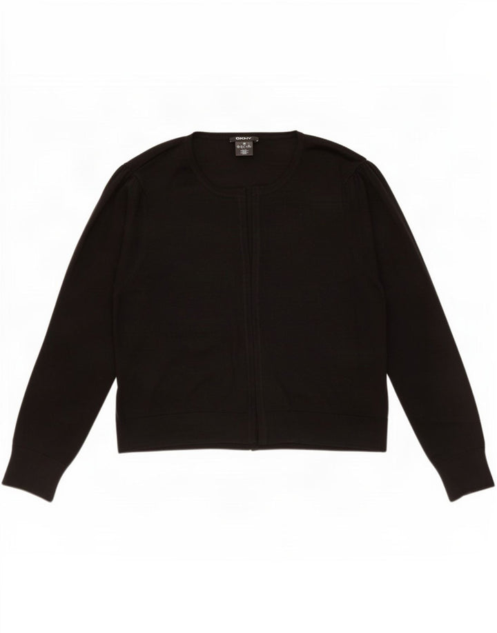 Dkny Pulover cardigan deschis pentru femei UK 18 XL Poliester negru