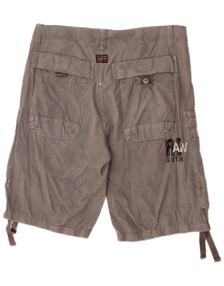 Pantaloni scurti cargo pentru bărbați G-Star W34, bumbac cu carouri, gri mari