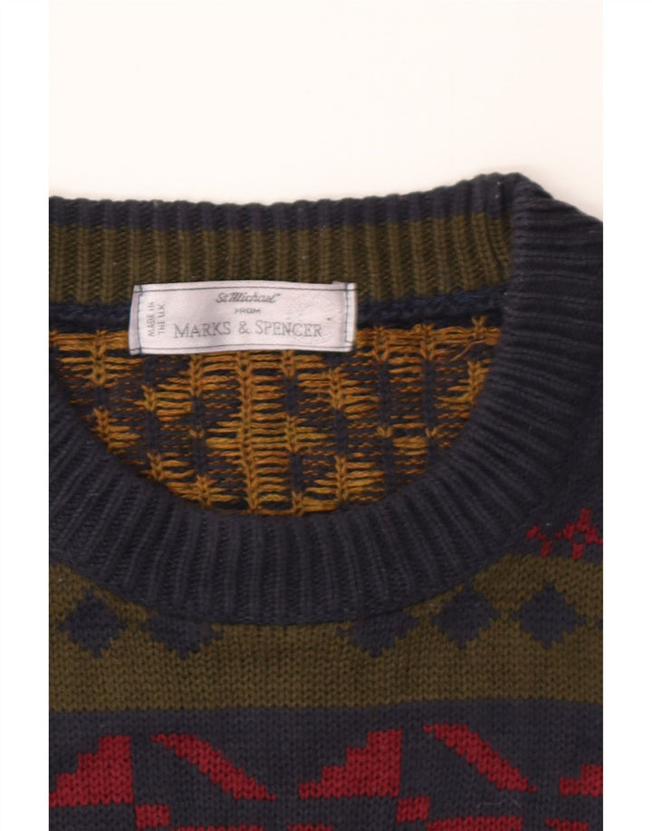Pulover pentru bărbați Marks & Spencer cu gât crew pulover mare, multicolor, geometric