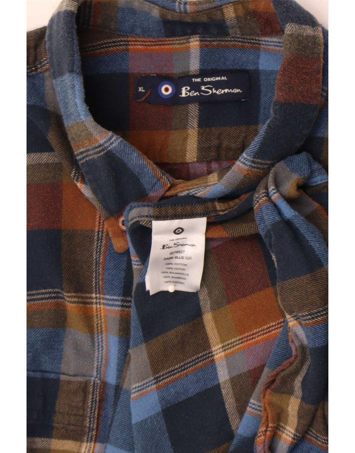 Cămașă de flanel pentru bărbați Ben Sherman XL, bumbac cu carouri multicolore