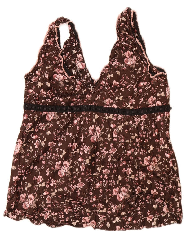 Bluză fără mâneci pentru femei Benetton UK 12, maro mediu, viscoză florală