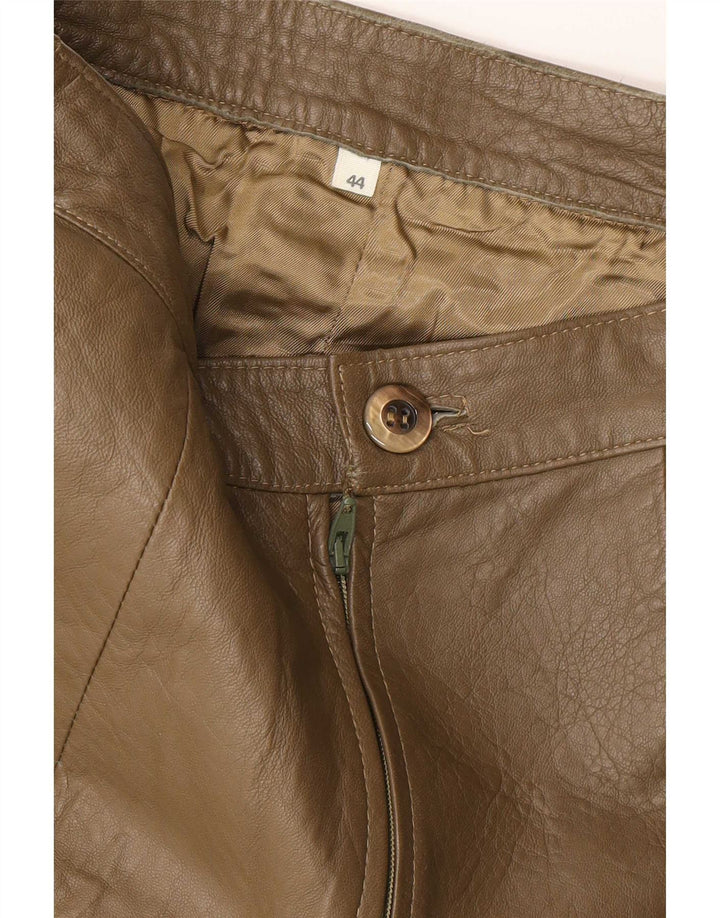 Fusta din piele vintage pentru femei IT 44 Medium W28 Kaki