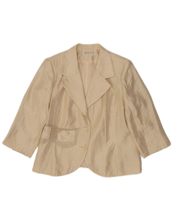 Vintage Womens 3/4 Sleeve 2 Button Blazer Jacket IT 42 Medium Beige