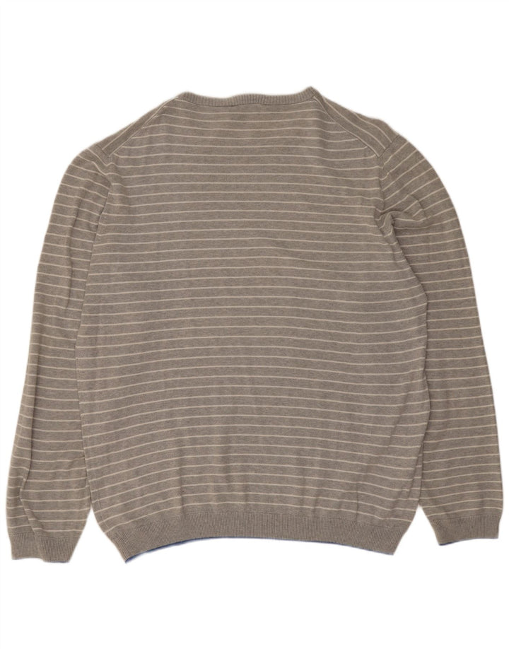 Pulover pentru bărbați Fred Perry, cu gât crew, XL, bumbac cu dungi gri