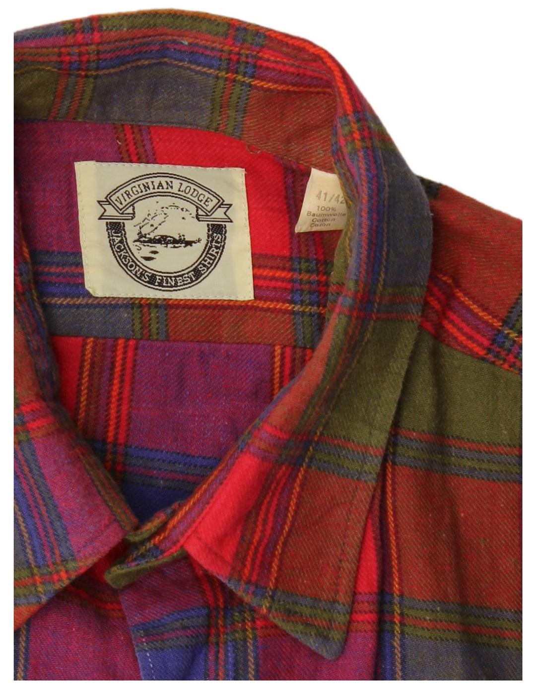 Cămașă de flanel pentru bărbați VINTAGE Mărimea 41/42 Bumbac cu carouri multicolore mare