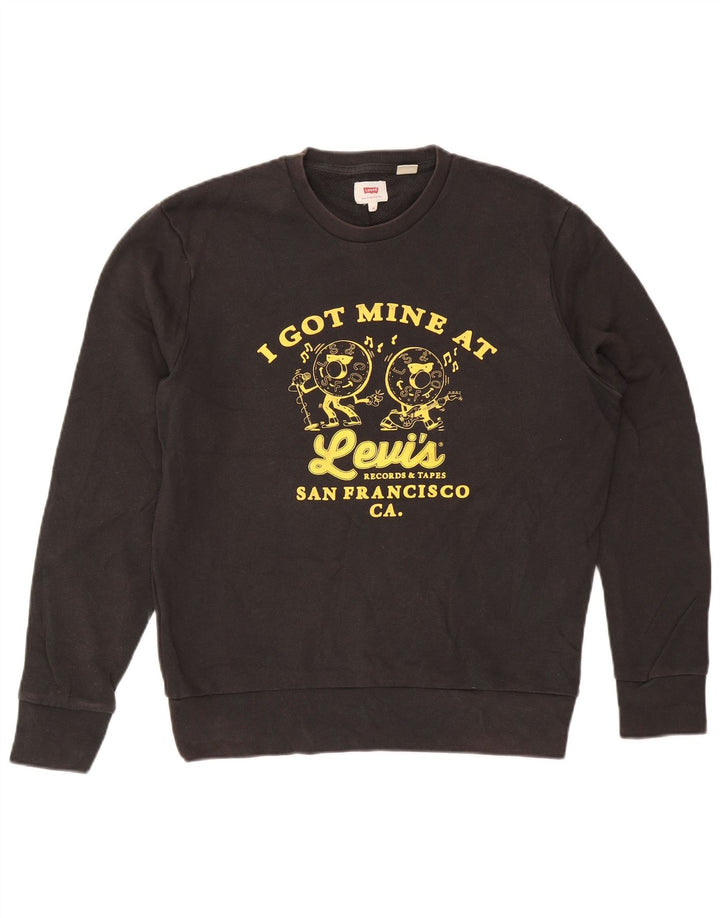 Pulover Levi's San Francisco Graphic pentru bărbați, bumbac mediu negru