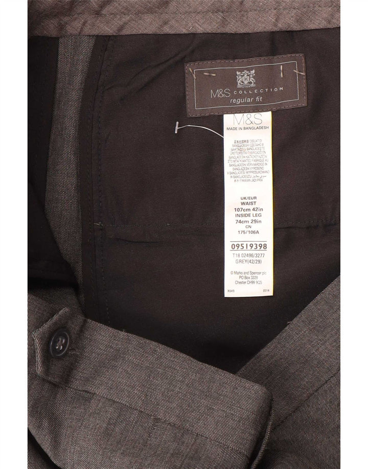 Pantaloni de costum pentru bărbați Marks & Spencer, cu ajustare normală, L42 L29, poliester gri