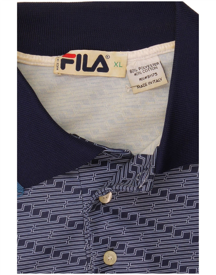 Tricou polo Fila pentru bărbați XL, poliester cu dungi bleumarin
