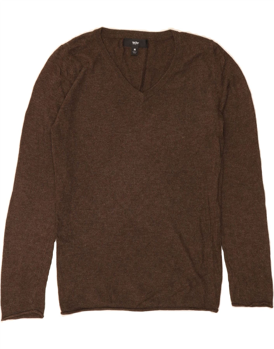 MOSSIMO Womens V-Neck Jumper Sweater UK 12 Medium Brown Nylon Vintage Mossimo and Second-Hand Mossimo from Messina Hembry 