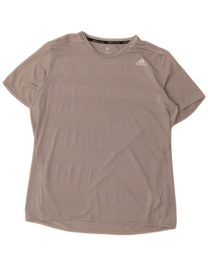 Tricou pentru alergare pentru bărbați Adidas Top XL poliester cu dungi gri