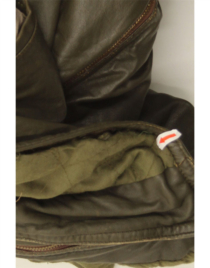 Jachetă din piele vintage pentru bărbați IT 50 din piele mare kaki