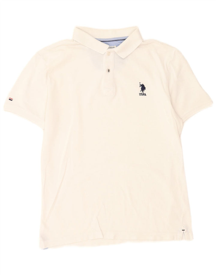 U.S. Polo Assn. Tricou polo pentru bărbați din bumbac alb mediu
