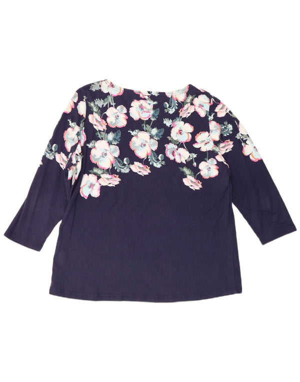 Bluză pentru femei Joules, UK 18 XL, bumbac floral, albastru marin