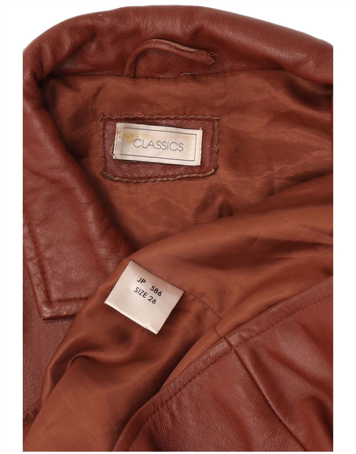 Jachetă Blazer din piele cu 3 nasturi Classics pentru femei UK 26 5XL Piele maro