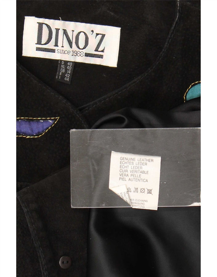 DINO' Z Jachetă cu 4 nasturi din piele intoarsa pentru femei UK 14 Medium Negru