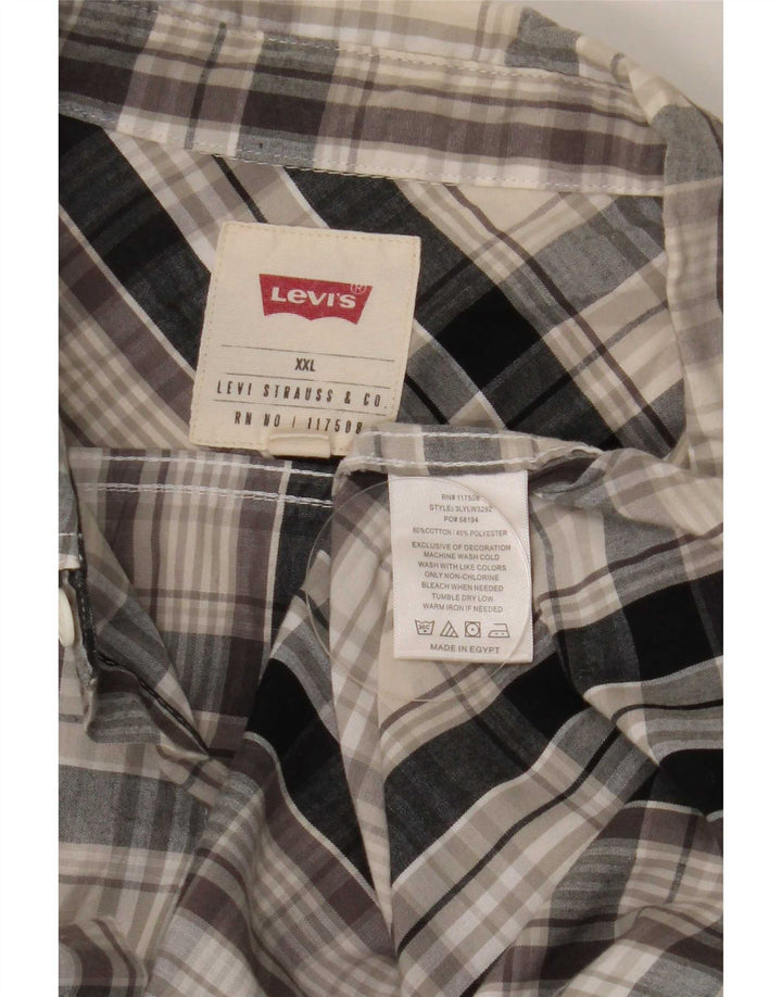 Cămașă cu mânecă scurtă pentru bărbați Levi's 2XL, bumbac cu carouri bleumarin